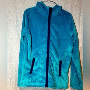 Lands End fleece jacket in turquoise- youth size14/16